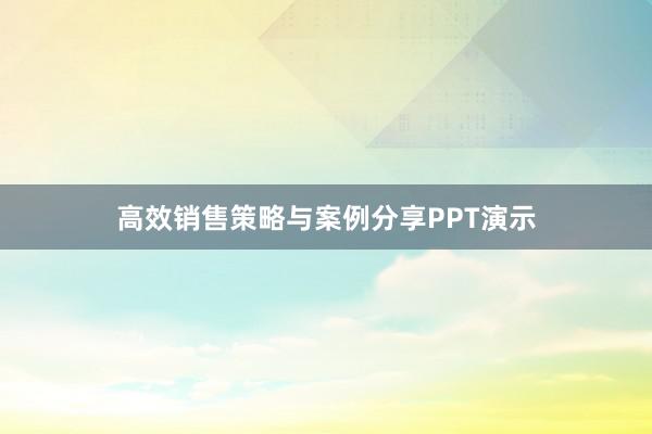 高效销售策略与案例分享PPT演示